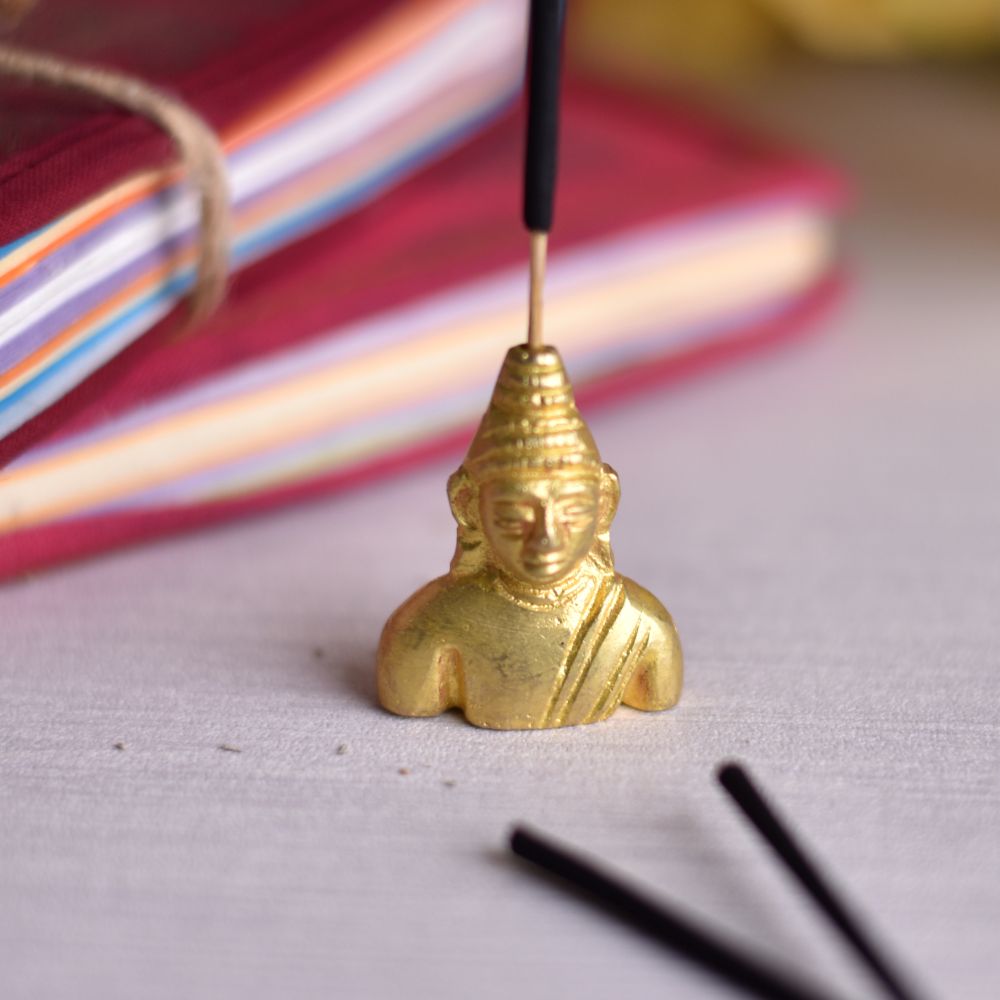 Golden Brass Buddha Incense Stick Holder